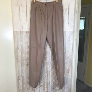 Vintage Wallace Sacks 80s Buttery Leather High-Waist Trousers Tan Sz 14